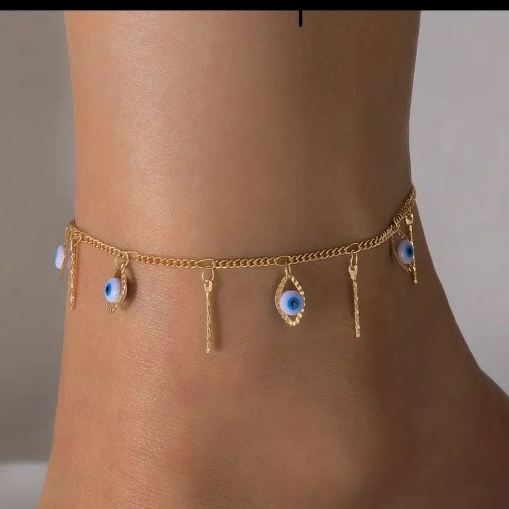 BNWT Evil Eye Tassel Anklet